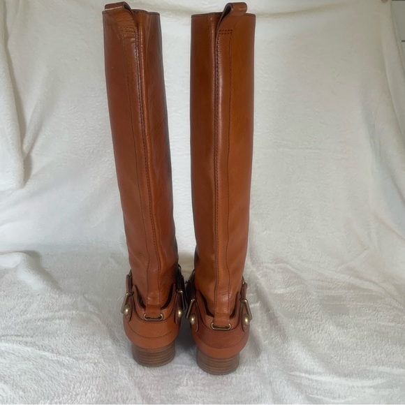 Coach Natale Women US 6 Cognac Leather Riding Boot Harness Knee High‎ Pull On - Picture 6 of 16